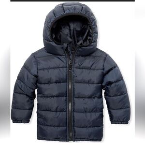 NWOT Children’s Place Navy Long Sleeve Puffer Jacket with stationary Hood, Sz 5T